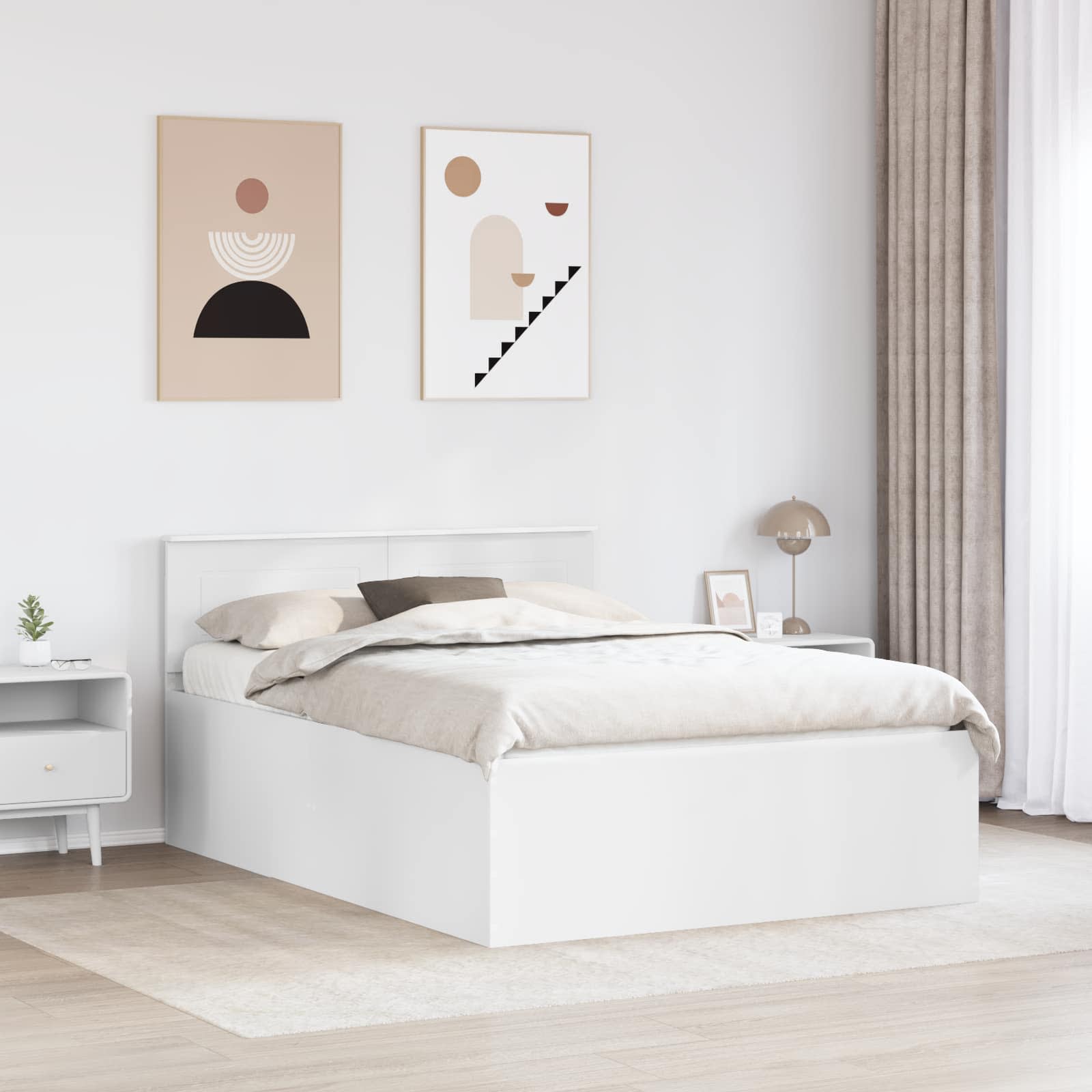 Cadre de lit blanc 160 x 200 cm en panneau de bois - 3