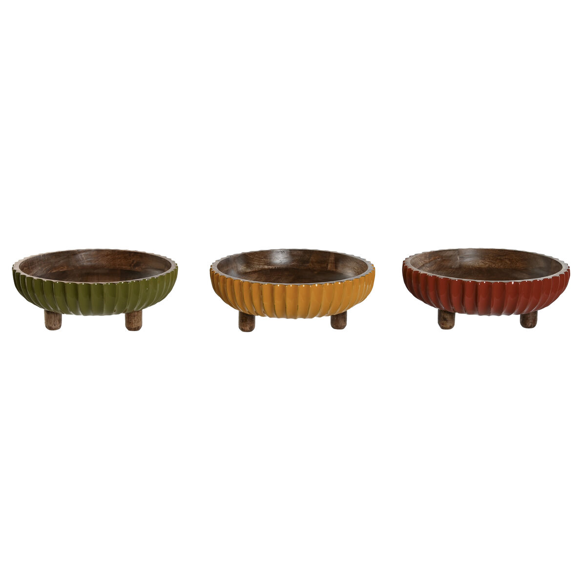 centre-de-table-home-esprit-jaune-vert-corail-colonial-25-x-25-x-9-cm