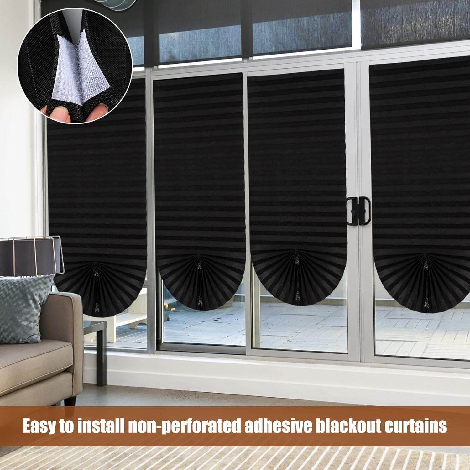 Stores occultants temporaires, lot de 2 180 × 90 cm Stores sans perçage à coller pour fenêtres de chambre, cuisine, salle de bain - 4