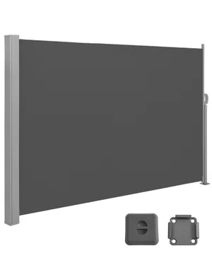 Paravent extérieur 200 x 400 cm (H x L), Store latéral Brise-vue Paravent retractable - Gris Anthracite