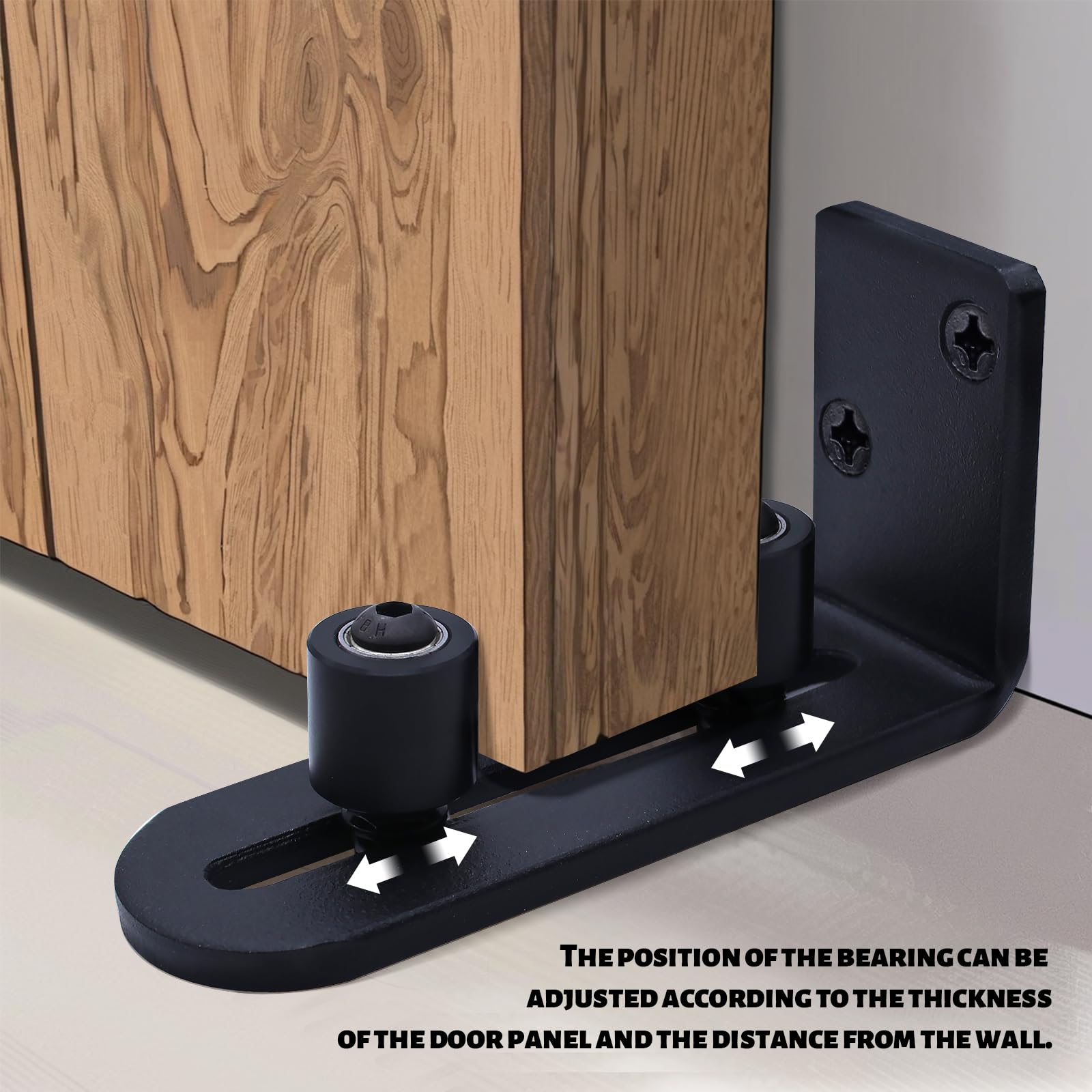 Guide de porte coulissante, guide de sol réglable, guide de sol noir pour mur/porte, avec vis, pour porte coulissante, porte de grange - 8