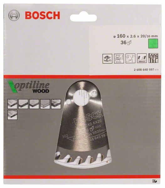 Bosch Professional - Lame Scie Circulaire Optiline Bois 160X20/16X2,6mm, 36D - 2608640597 - 7