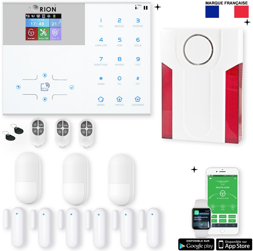 Kit Alarme Maison Sans Fil GSM - 1 à 99 Zones - Alertes Par SMS/Appel - Compatible IPhone