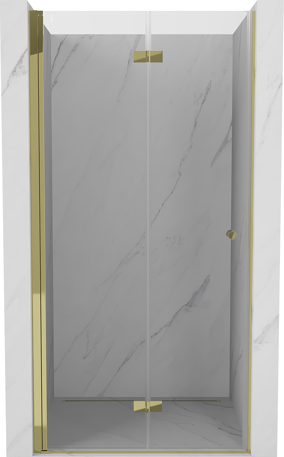 Mexen Mist-F drzwi prysznicowe składane lewe 110 cm, transparent, złote - 8A6-110-000-50-00-L