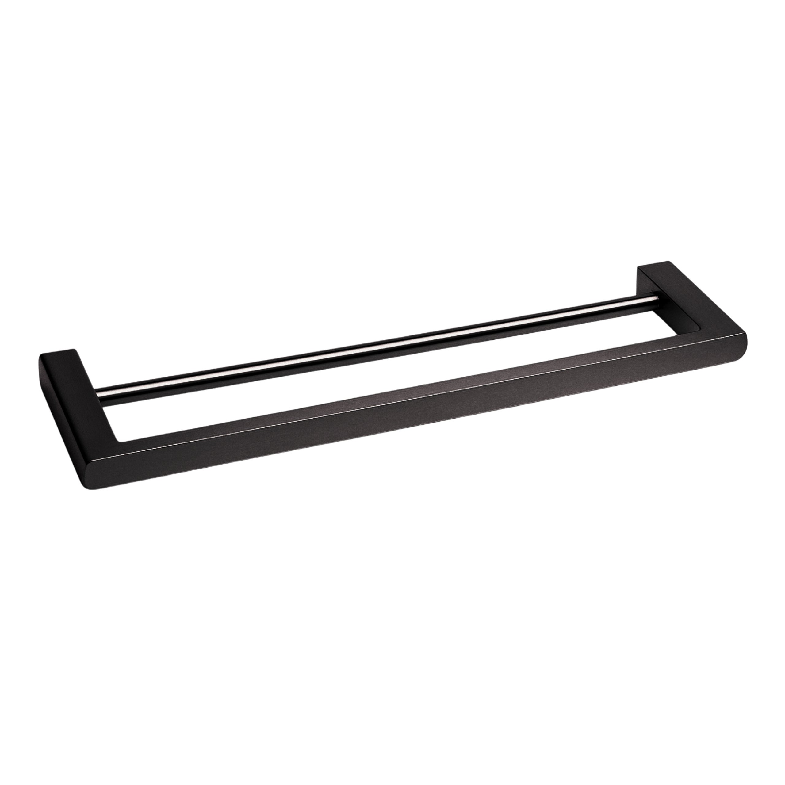 BALNEO - podwójny reling na ręczniki stal nierdzewna czarny - uchwyt na ręczniki 60 cm QARX nierdzewny - drążek łazienkowy