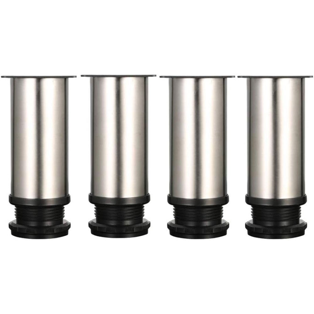 4 regulowane nóżki - wysokość 120 mm, grube nogi meblowe, regulowana wysokość 0-15 mm, nogi stołowe, nogi meblowe, stal nierdzewna