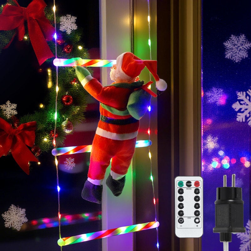 310 Lumières D Féeriques Échelle Père Noël 3M, Décorations De Exterieur