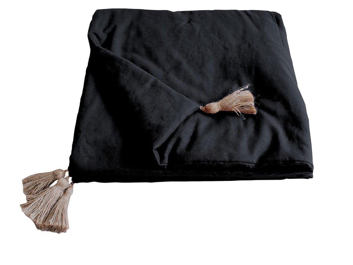Edredon Décoratif Enjoy Home Beige Naturel 90x190cm Avec Pompons Jute - 100% Coton OEKO-TEX
