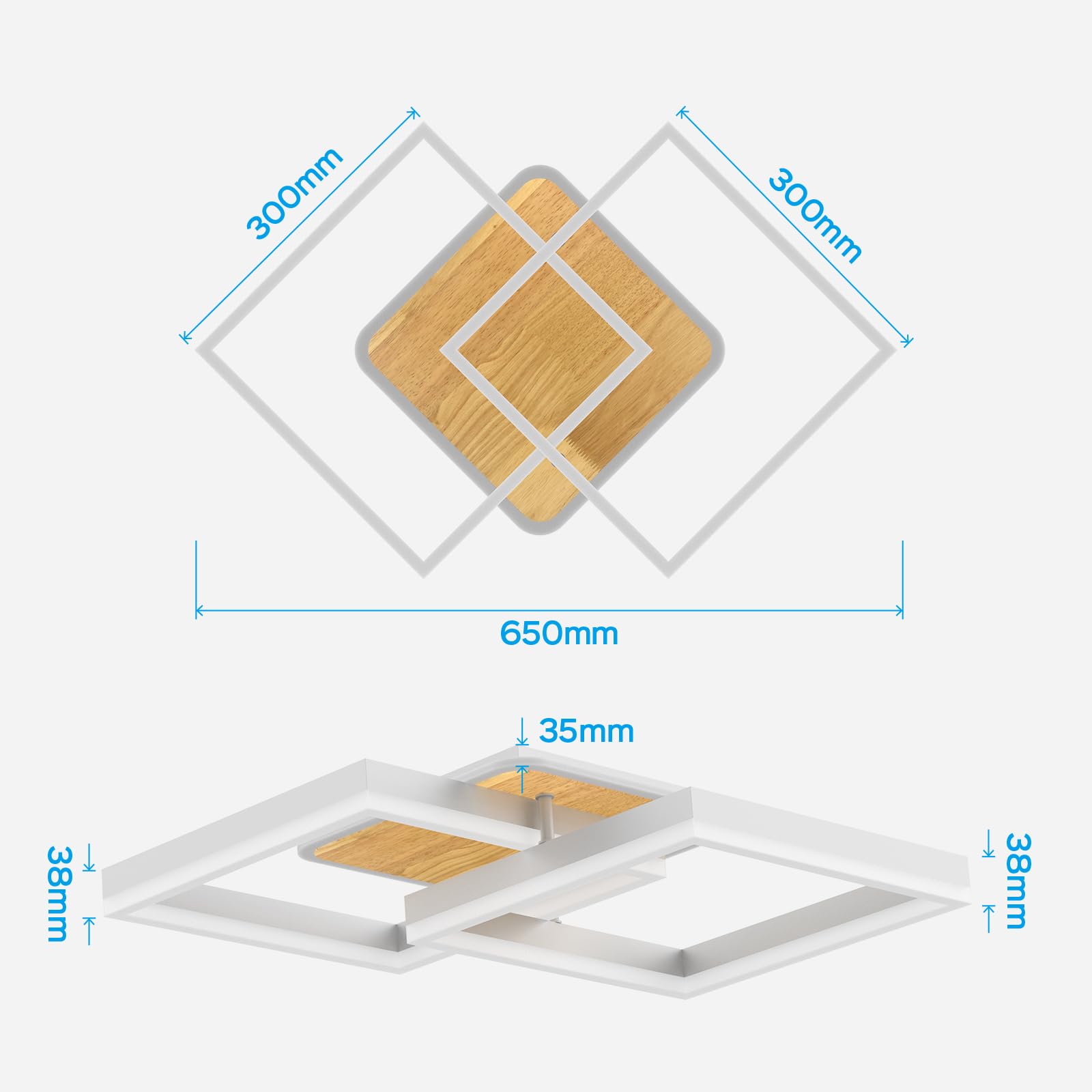 MODLICHT 40W Lámpara techo LED Iluminación salón regulable,Iluminación Lámpara de techo Blanco cálido a frío 3000K-6500K,3600LM Dormitorio,Comedor - 5