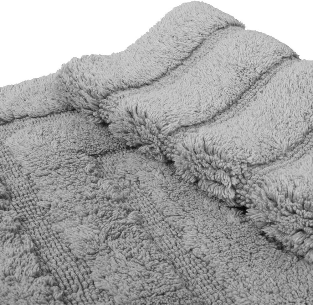 Tapete De Banho Em Algodão Puro 50x110 cm Elegante Luxuoso Macio Tapete De Cabeceira Antiderrapante Cinzento - 3