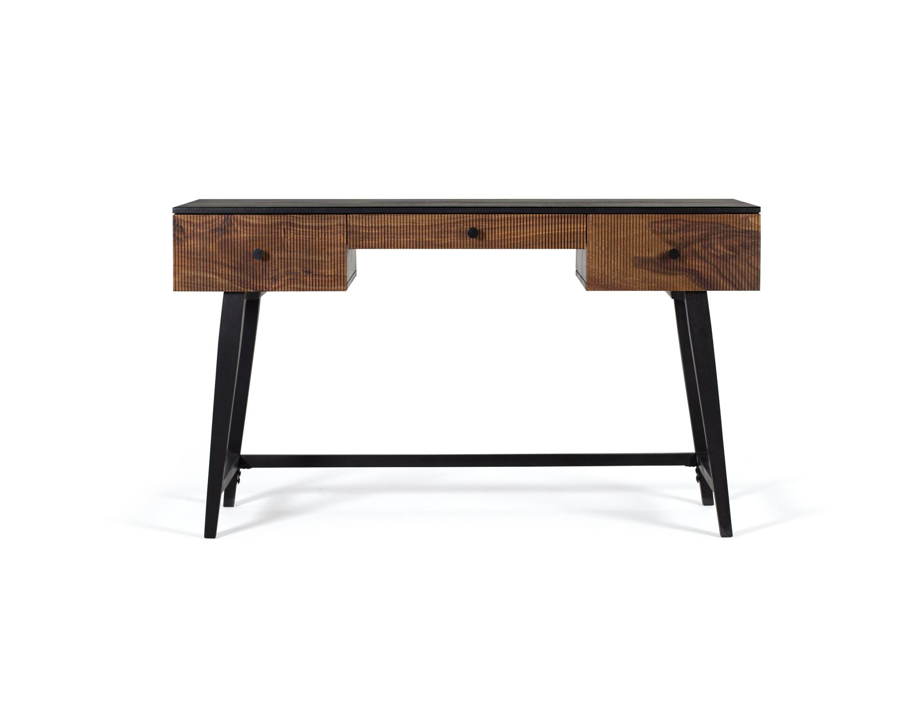 Biurko z drewna mango 132 cm, nowoczesny styl rustykalny - 76x132x50 GYC