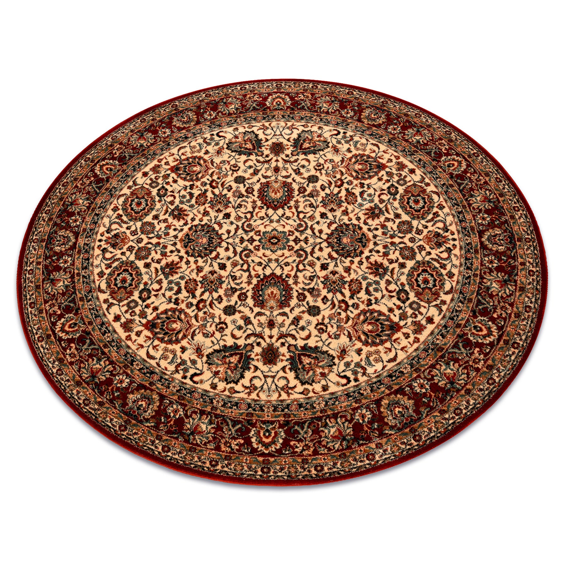 Dywan wełniany KASHQAI 4362 102 koło ornament beż / bordo koło 160 cm