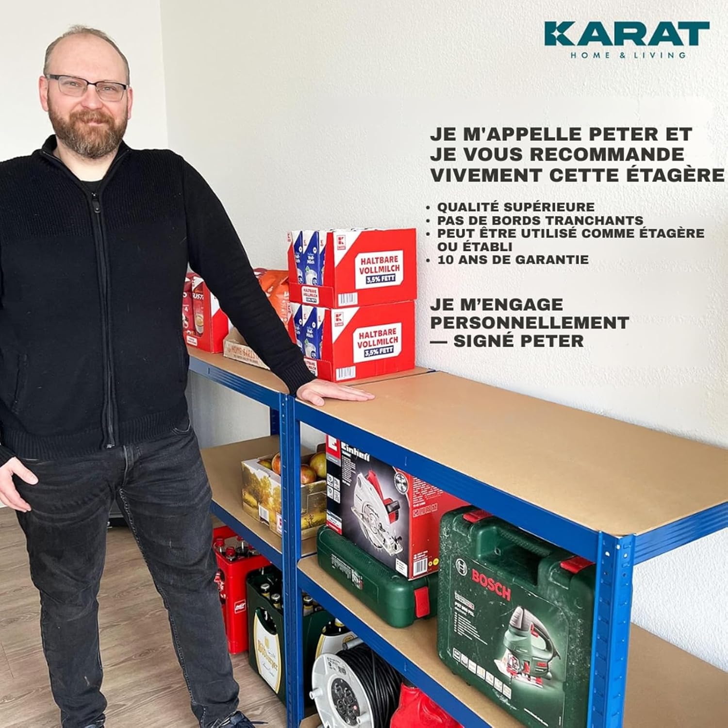 2 X Rayonnages pour charges lourdes, 180 x 90 x 40 cm, Bleu, Capacité de charge max :  875 kg - 6