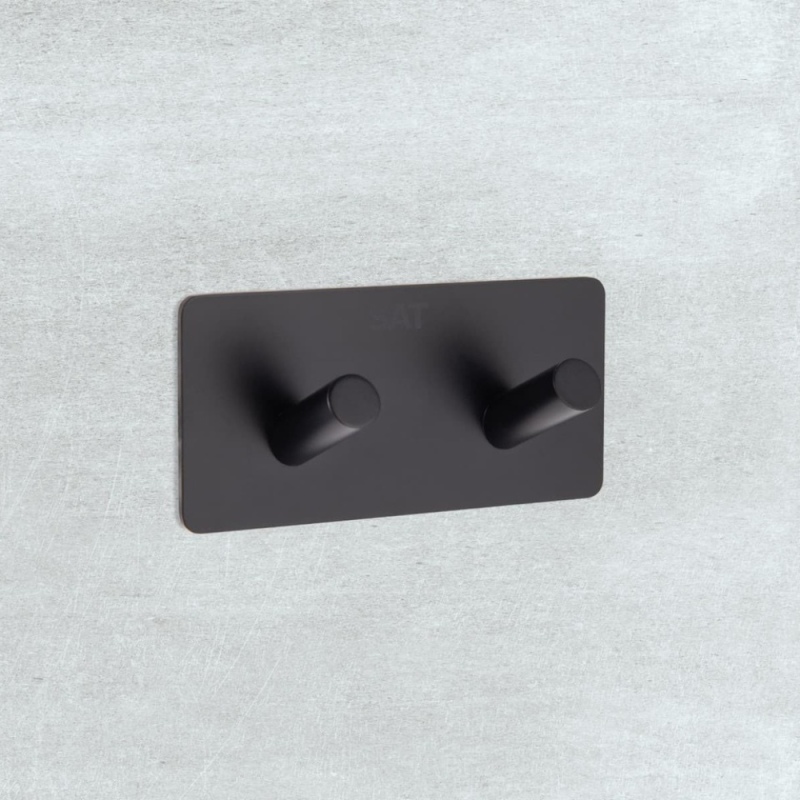 Swiss Aqua Technologies Gancio a parete adesivo a doppio gancio in acciaio inox, nero opaco (HACEKNALEP2HMC) - 3