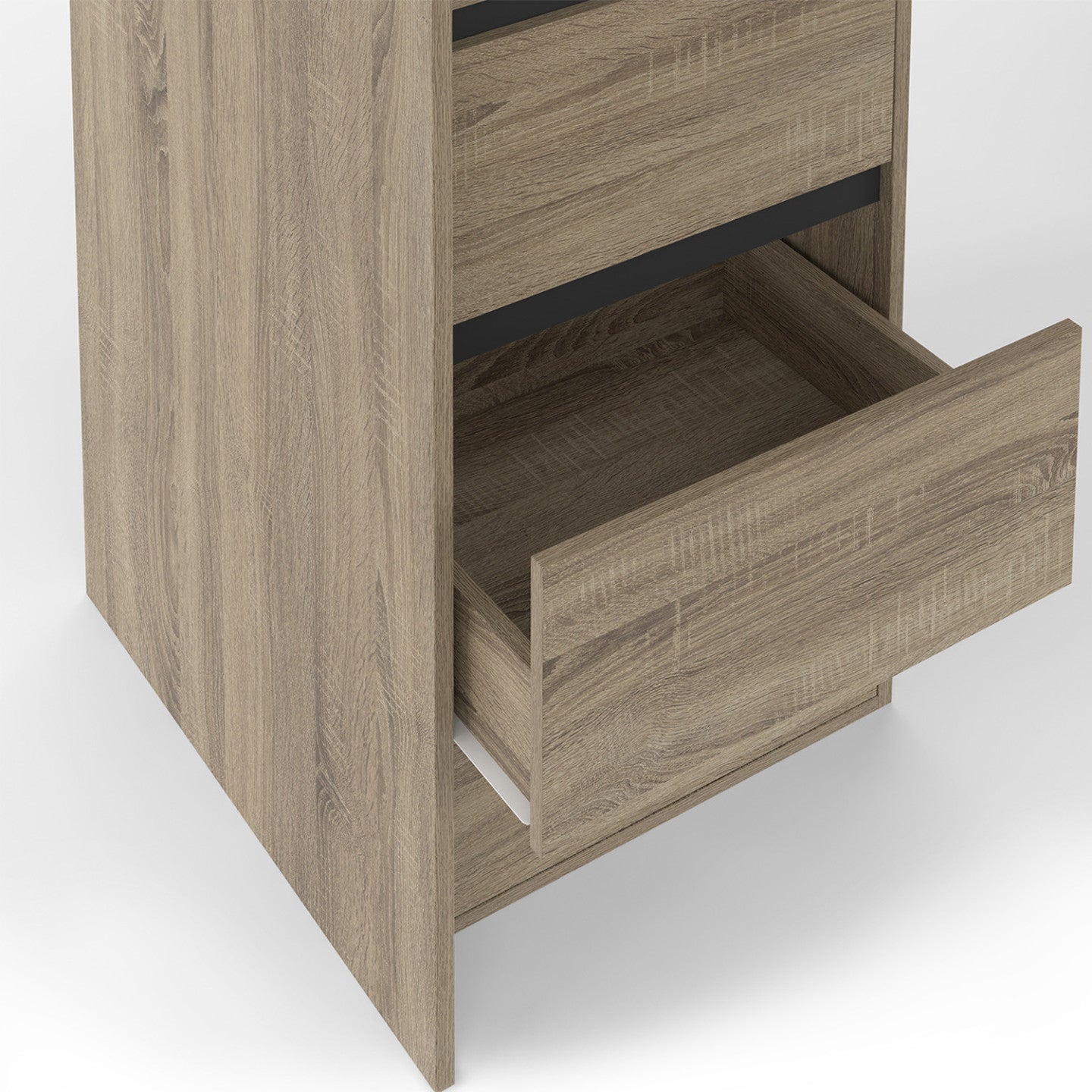 Dressing extensible double MERYL 120/180 cm hêtre avec 6 tiroirs + étagères + double penderie + rideau noir - 5