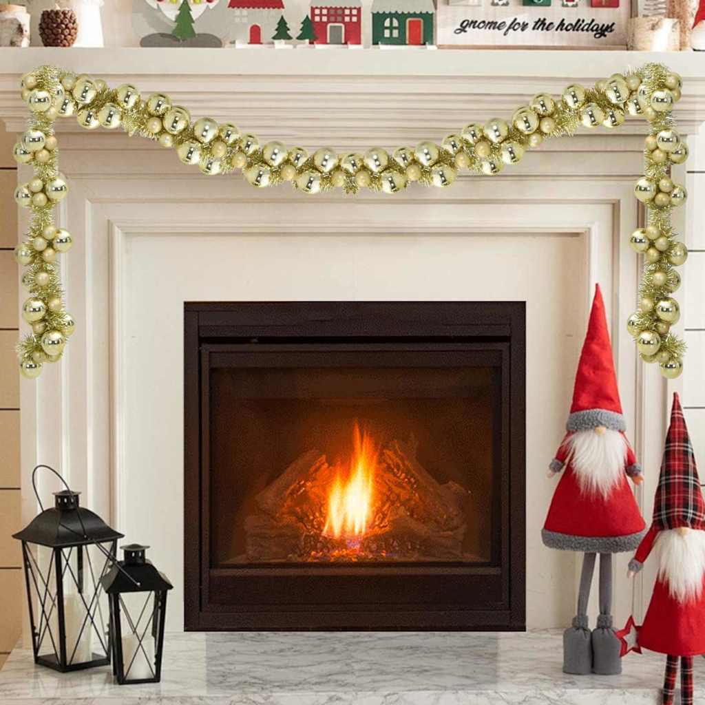 Guirlande De Noël Dorée En Polystyrène - 186 Cm - Boules Lumineuses Et Légères - Déco Festive Pour Intérieur/extérieur
