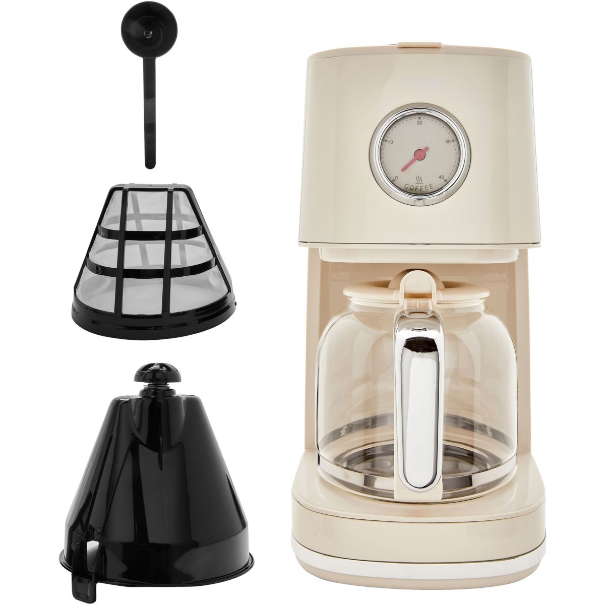 Korona 10666 Cafetière Rétro Crème 1,5 L – Machine à Café Filtre Automatique Avec Minuterie, Écran LCD Et Filtre Permanent