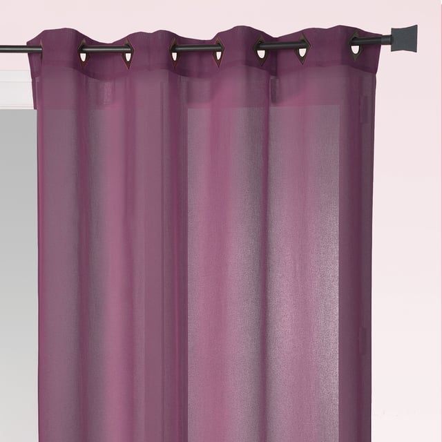 Voilage en Etamine Légère Unie à Oeillets Carrés - Prune - 140x240 cm - Polyester