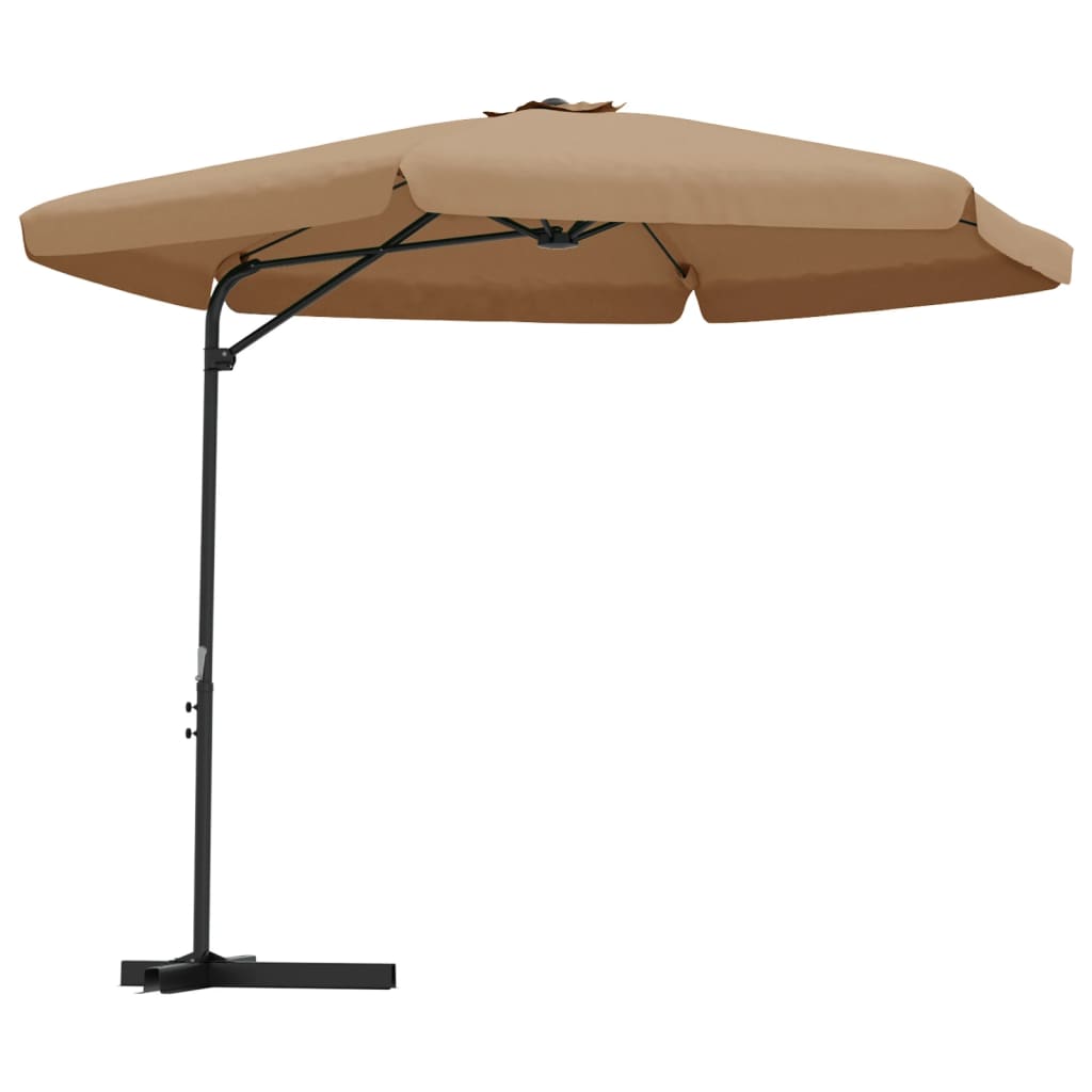 VidaXL Ombrellone Da Giardino 390 Cm Con Manovella E Base A Croce - Telo In Poliestere, Palo In Metallo, Verde