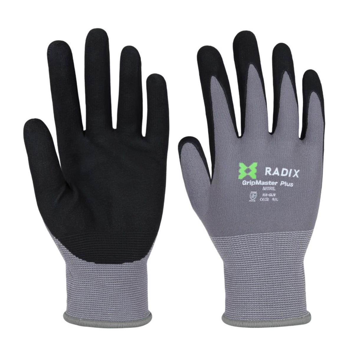 Gants de travail - Radix - GripMaster Plus - Nitrile micro-mousse noir/gris - Taille M9 / M - 2