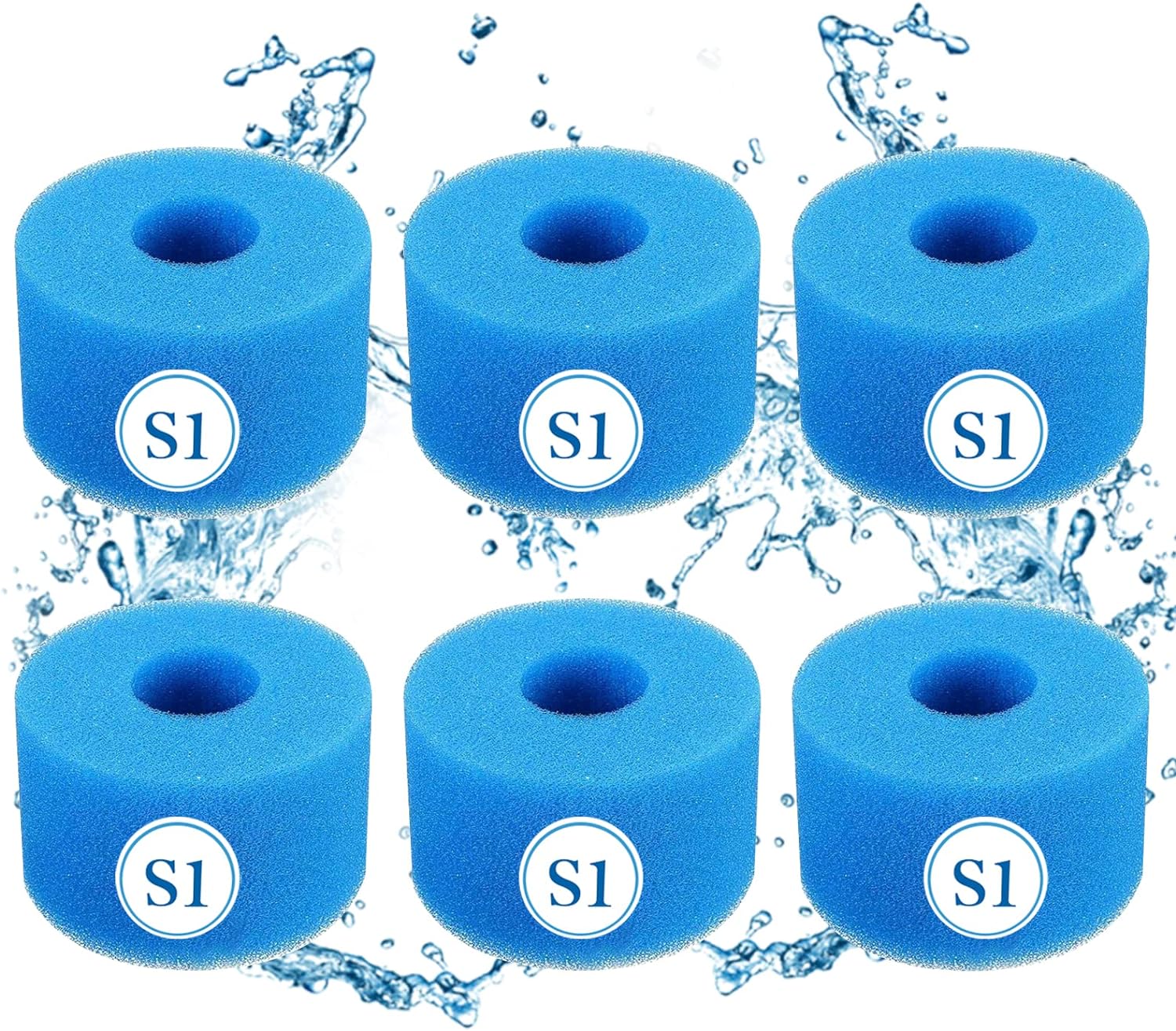 Zestaw 6 gąbek filtrujących do basenu Type S1 z pianki, filtr do Intex Type S1 do basenu, wkład filtrujący wielokrotnego użytku do jacuzzi