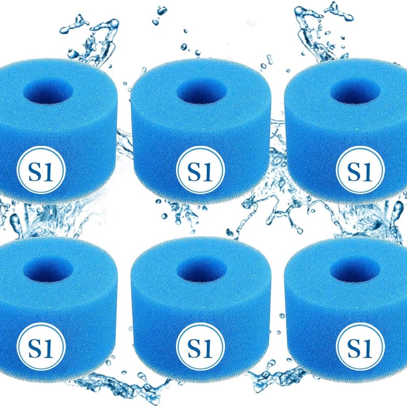 Zestaw 6 gąbek filtrujących do basenu Type S1 z pianki, filtr do Intex Type S1 do basenu, wkład filtrujący wielokrotnego użytku do jacuzzi