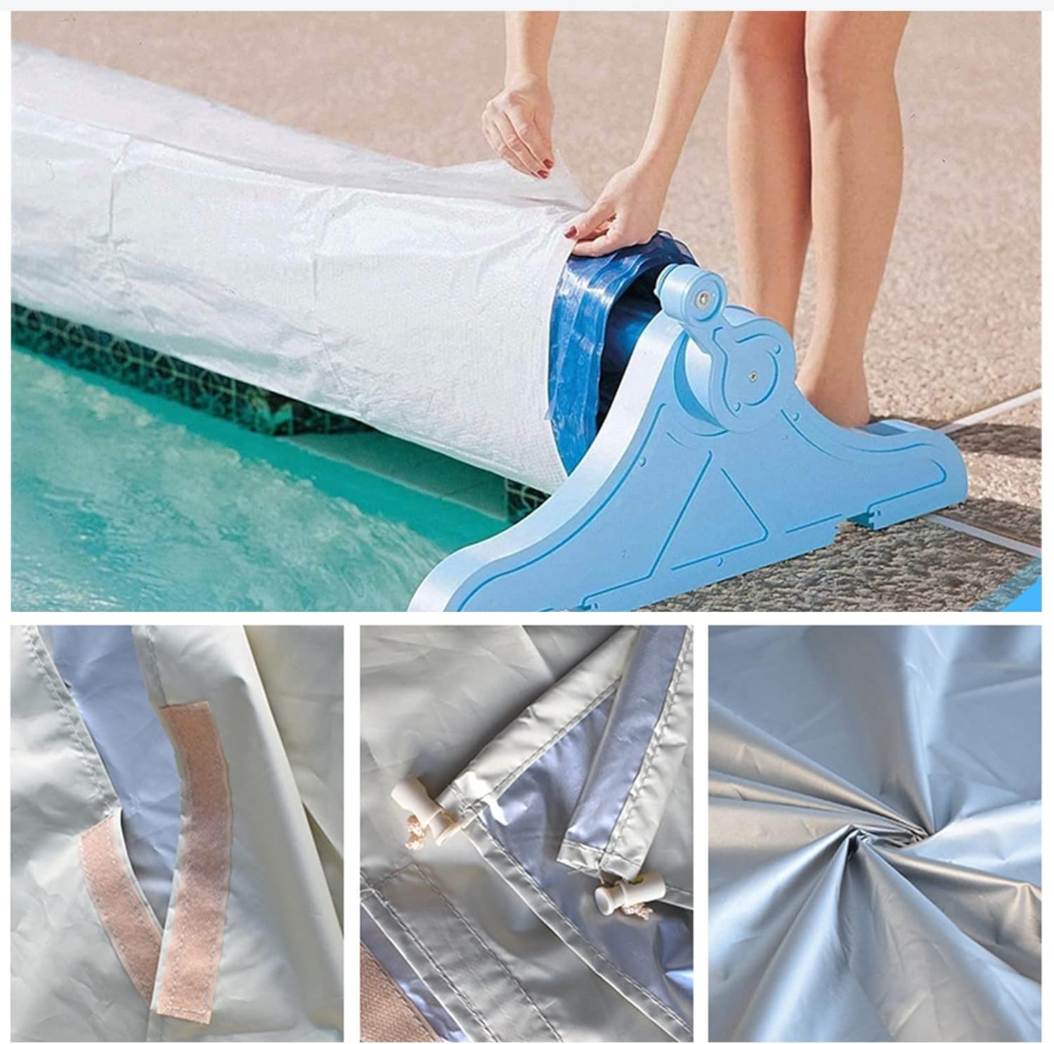 Couverture Enrouleur Bâche Piscine En Tissu Imperméable, Pare-Soleil, Anti-Poussière, Pour Jardin Extérieur——550*96cm vert - 4