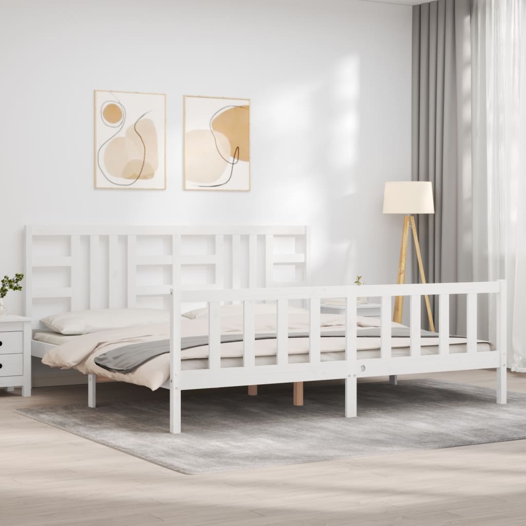 Maison Exclusive - Cama sem colchão 200x200 cm madeira de pinho maciça branco - 3