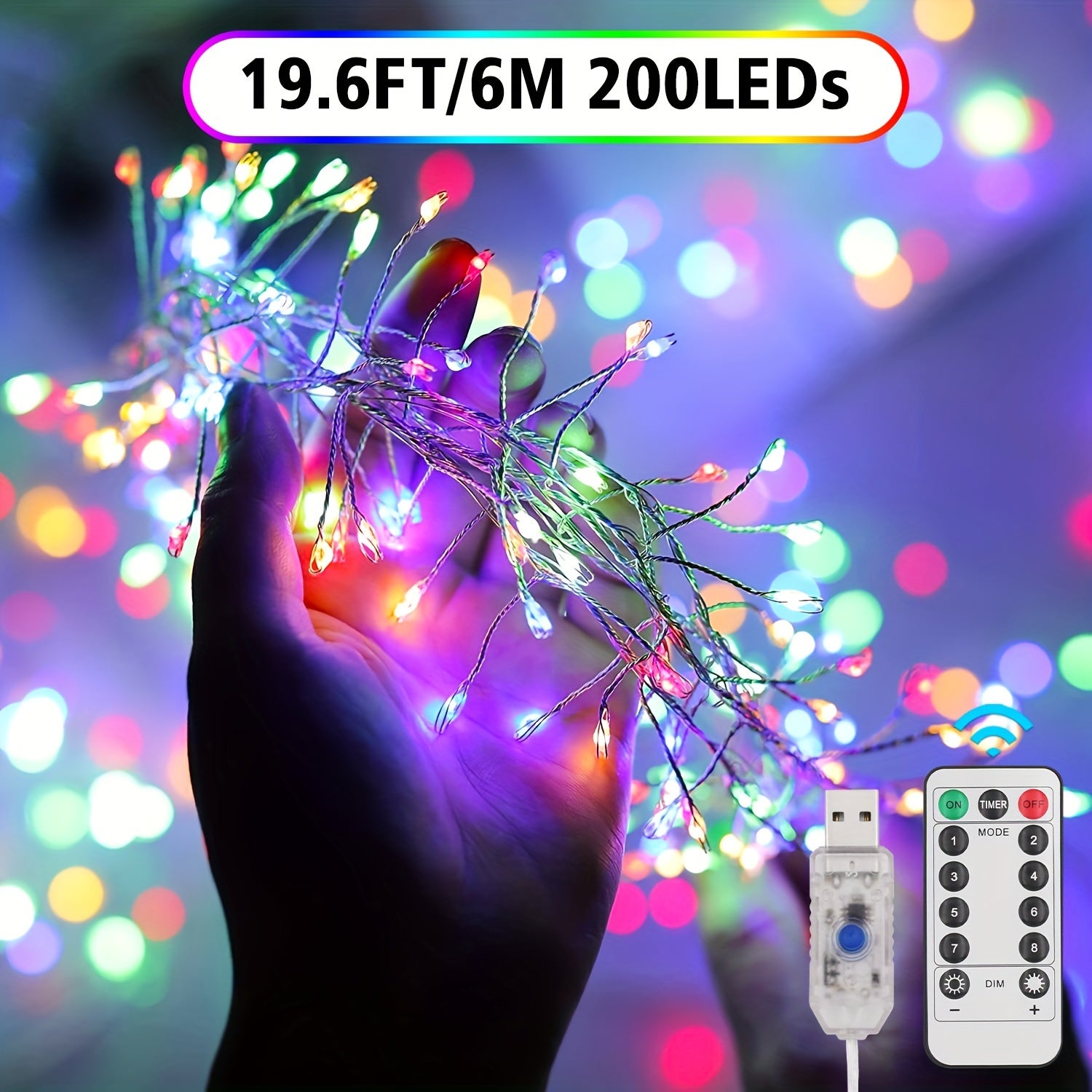 Catena luminosa a LED RGB 5 m (200 + colori), USB Plug in, Smart tramite app e telecomando, sincronizzazione musicale, timer, impermeabile, per Natale, matrimonio, decorazione, festa