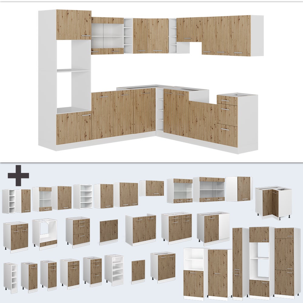 Vicco Cuisine en angle R-Line, Chêne Artisan/Blanc, 247 x 237 cm, PT Chêne - 8