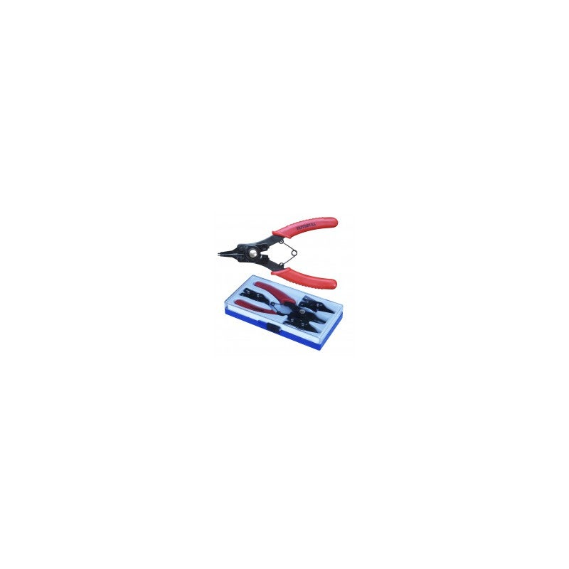 Pince à Circlips Réversible 4 Mâchoires – Intérieur/Extérieur 10-50 Mm – Droite, Coudée 45° Et 90° – Coffret Complet