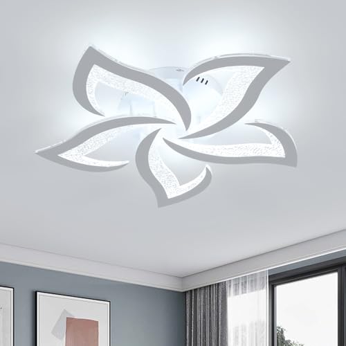 COMELY Plafoniera a LED, 60W, moderna plafoniera a petalo per soggiorno, camera da letto, cucina, sala da pranzo, 6500K, diametro 60 cm