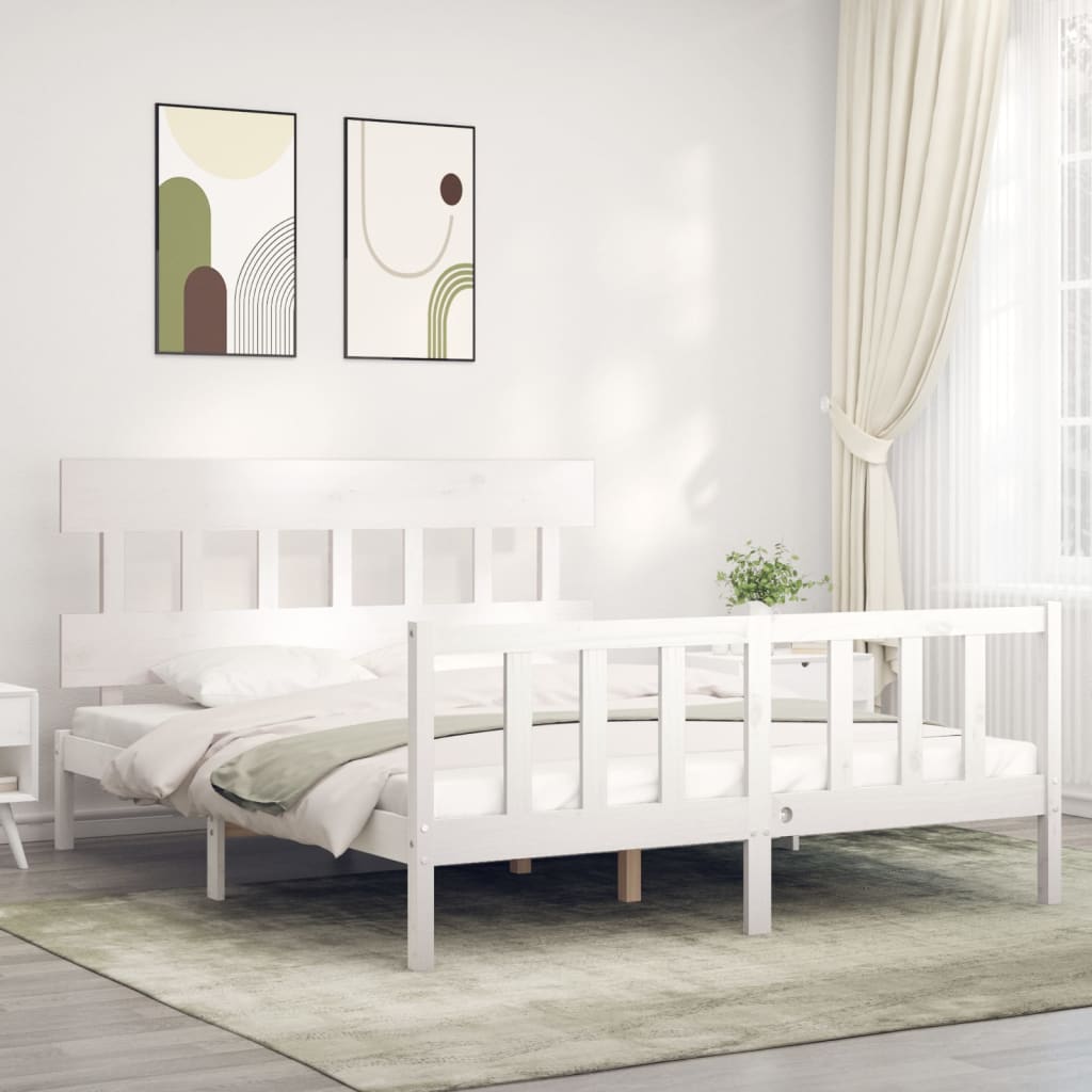 Vidaxl Tête De Lit Avec Tête De Lit Blanc 140 Cm Bois D