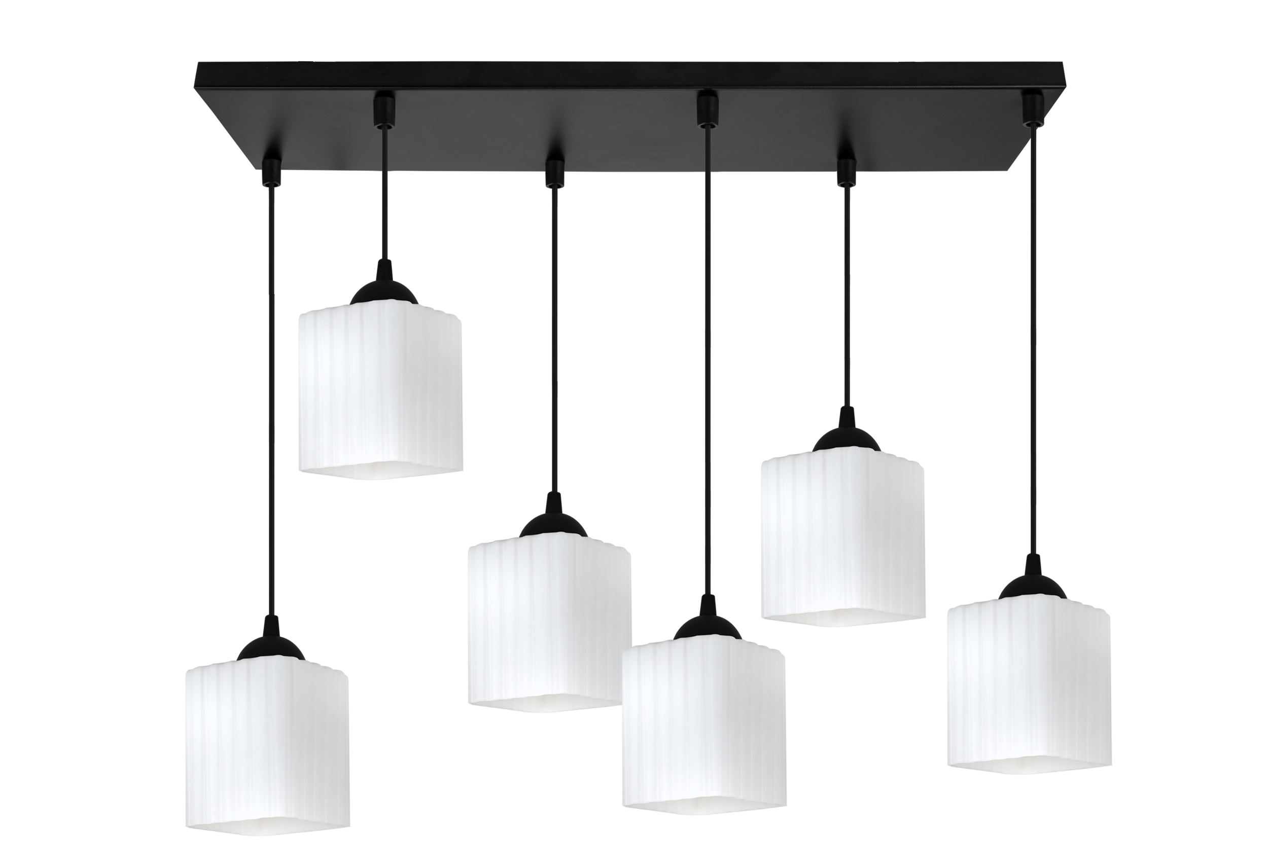 Lampa sufitowa wisząca Riffle loft 6xE27 klosz sześcian biała Light Home LH