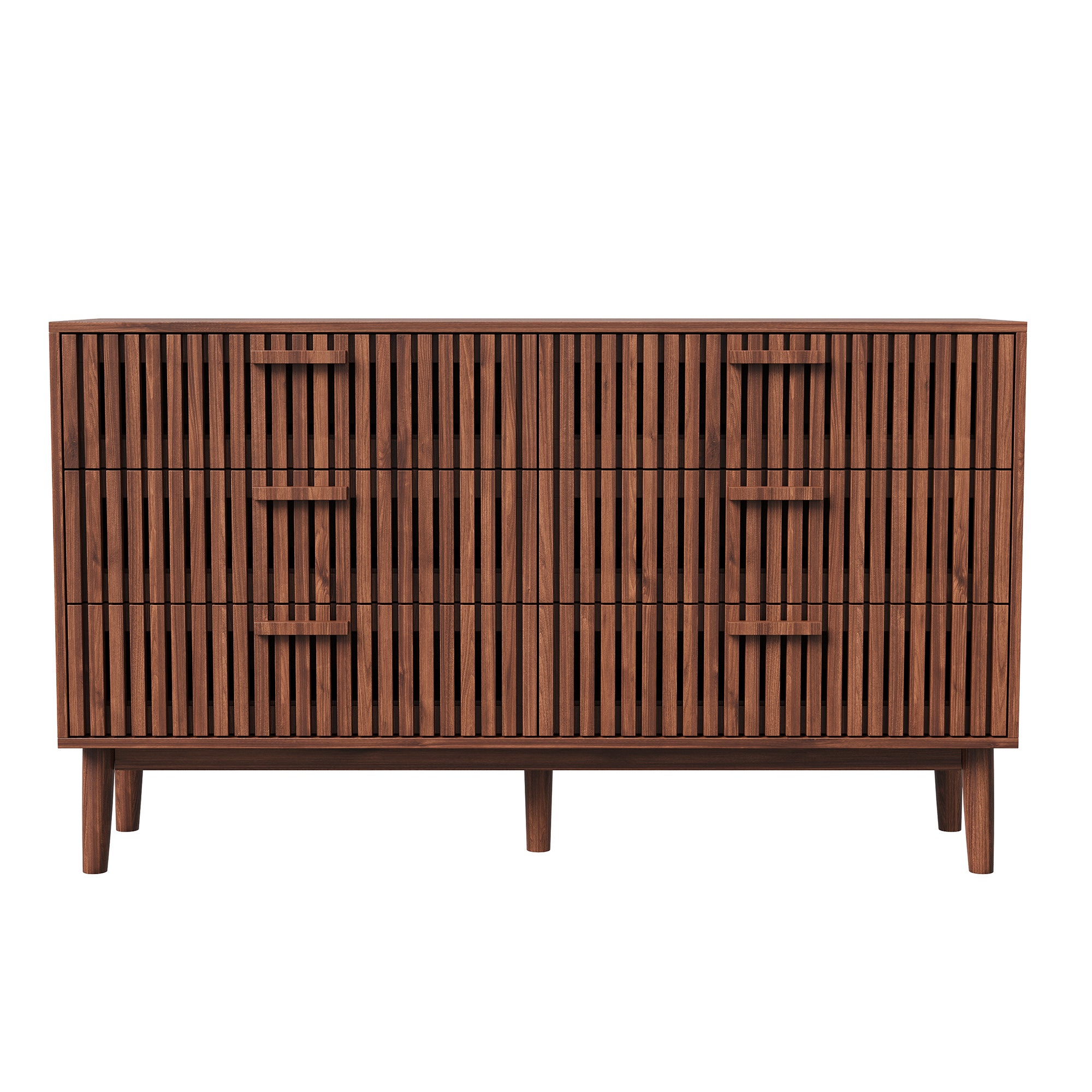 Commode 6 Tiroirs Bois, Armoire à Tiroirs Commode Chambre Adulte, Meuble de Rangement pour Salon et Entrée Couloir, Brun Foncé(100 x 34 x 73cm) - 9