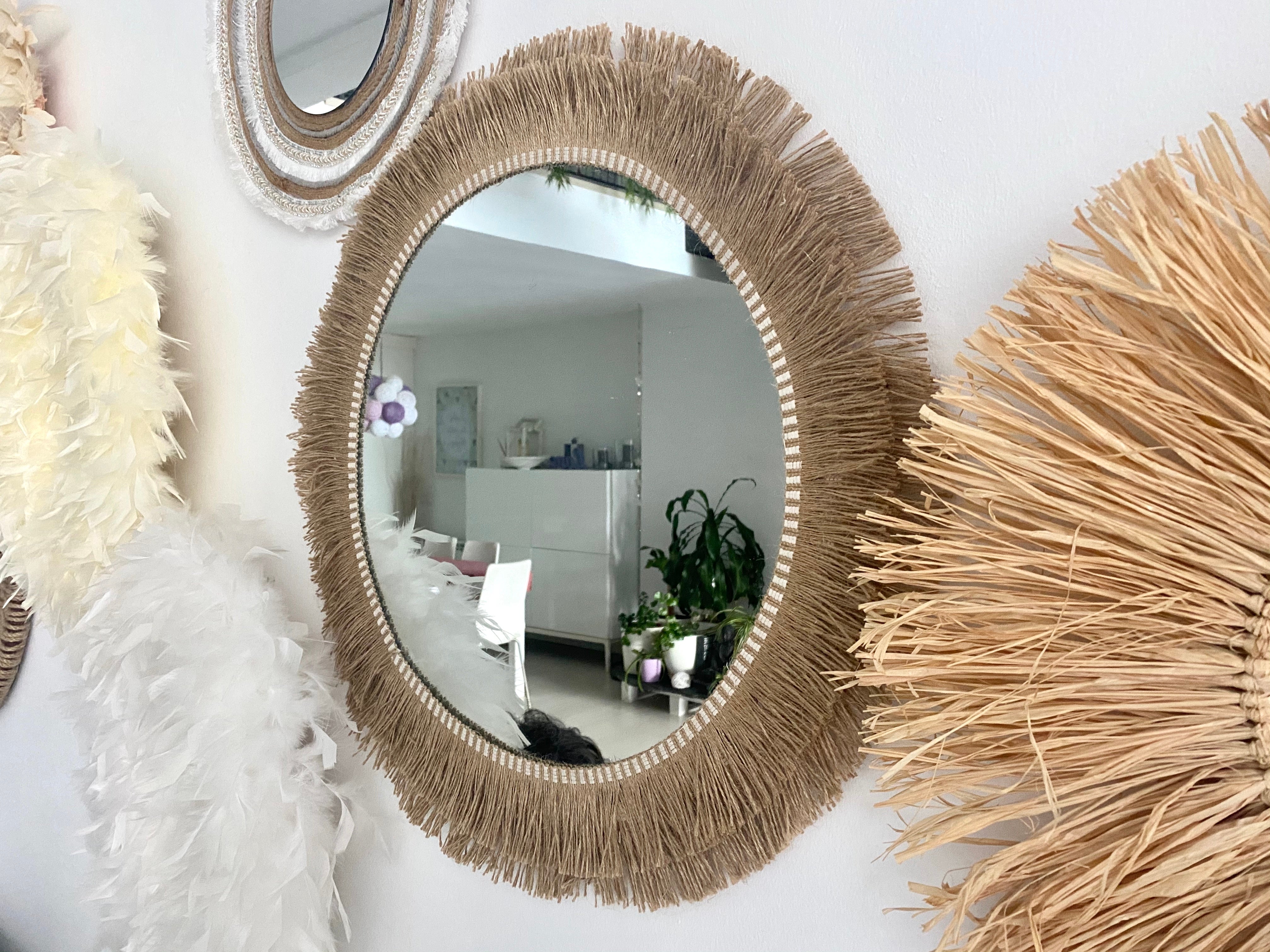 Specchio decorativo rotondo in corda di iuta e fibre naturali, stile bohémien - MIRROR JUTE II 50 cm - 2
