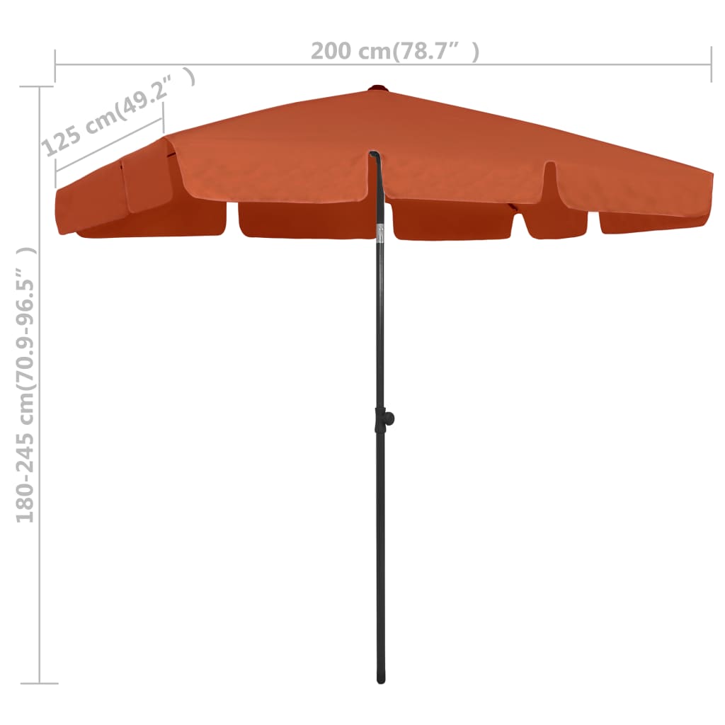Parasol de plage Terre cuite 200x125 cm - 8