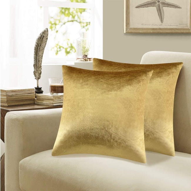 Copricuscini decorativi in velluto dorato, 45 x 45 cm, per divano letto, set da 2, copricuscini morbidi | Leroy Merlin Copricuscini decorativi in velluto dorato, 45 x 45 cm, per divano letto, set da 2, copricuscini morbidi | Leroy Merlin