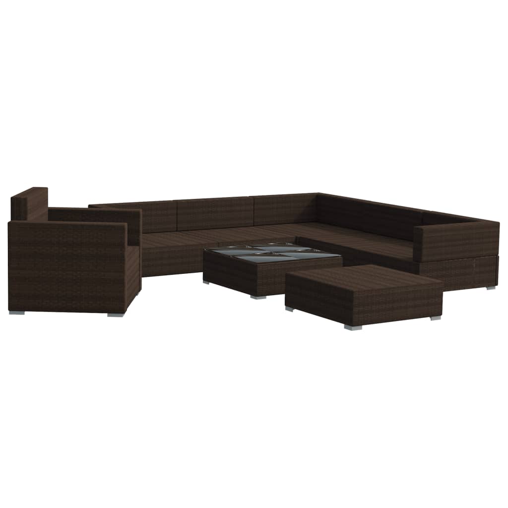 Maison Exclusive - Set Divani da Giardino 8 pz con Cuscini in Polyrattan Marrone - 3