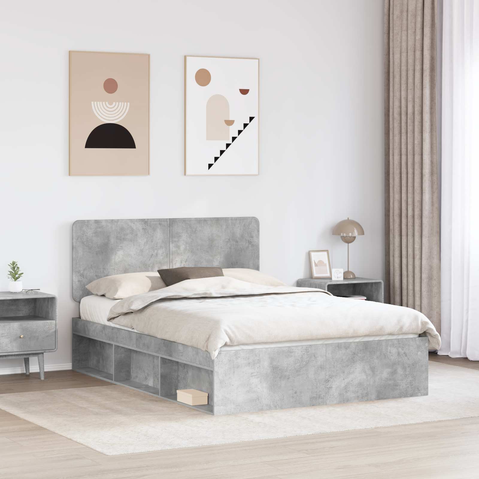 Cadre de lit Gris Béton 150 x 200 cm Bois de pin massif - 3