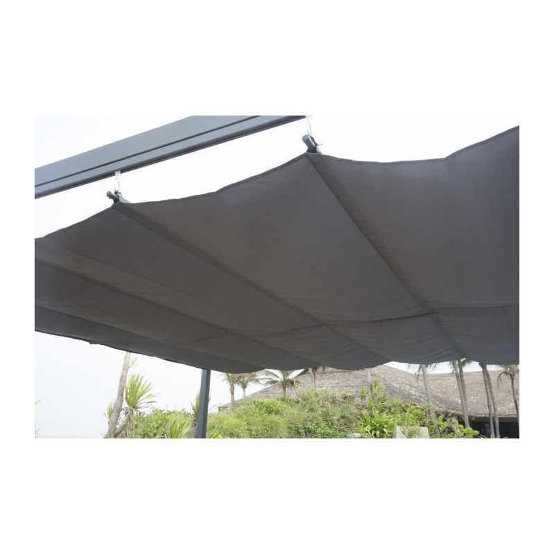 Pergola Anthracite en metal et textilène 8.68 m² - 2