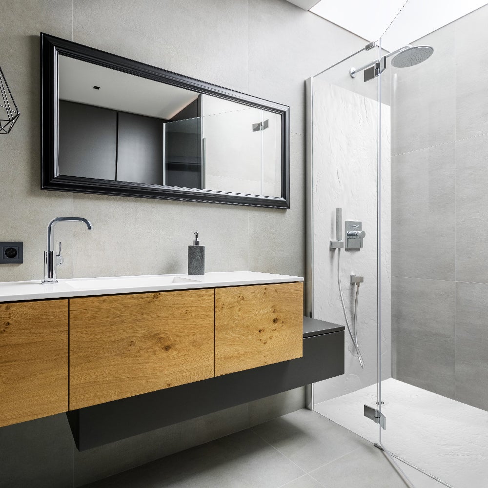 Receveur de douche blanc 140 x 90 cm ultra léger en résine aspect ardoise - grille carrée - 5