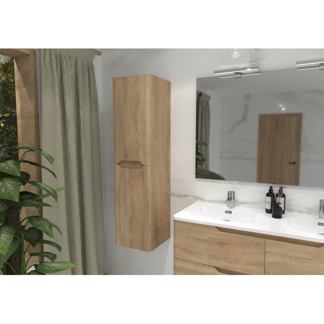 Colonne de salle de bain LUNA 135cm Bois Clair - 4