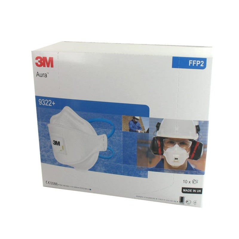Masque 3M Aura 9322 anti-poussières pliable FFP2 avec soupape x 10 - 3