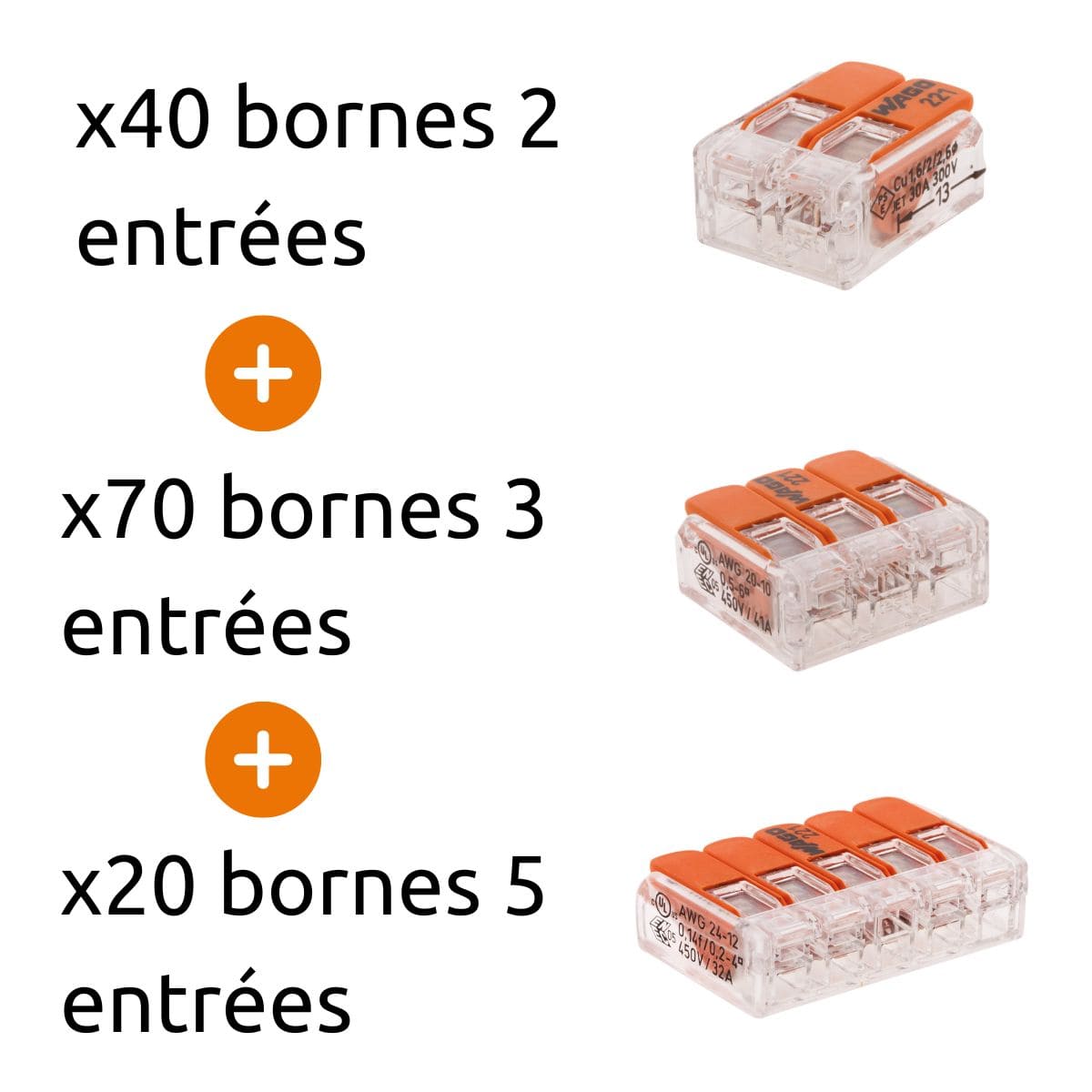 Valise 130 mini bornes de connexion N1 S221 + 5 Gelbox + testeur de tension - Wago - 3