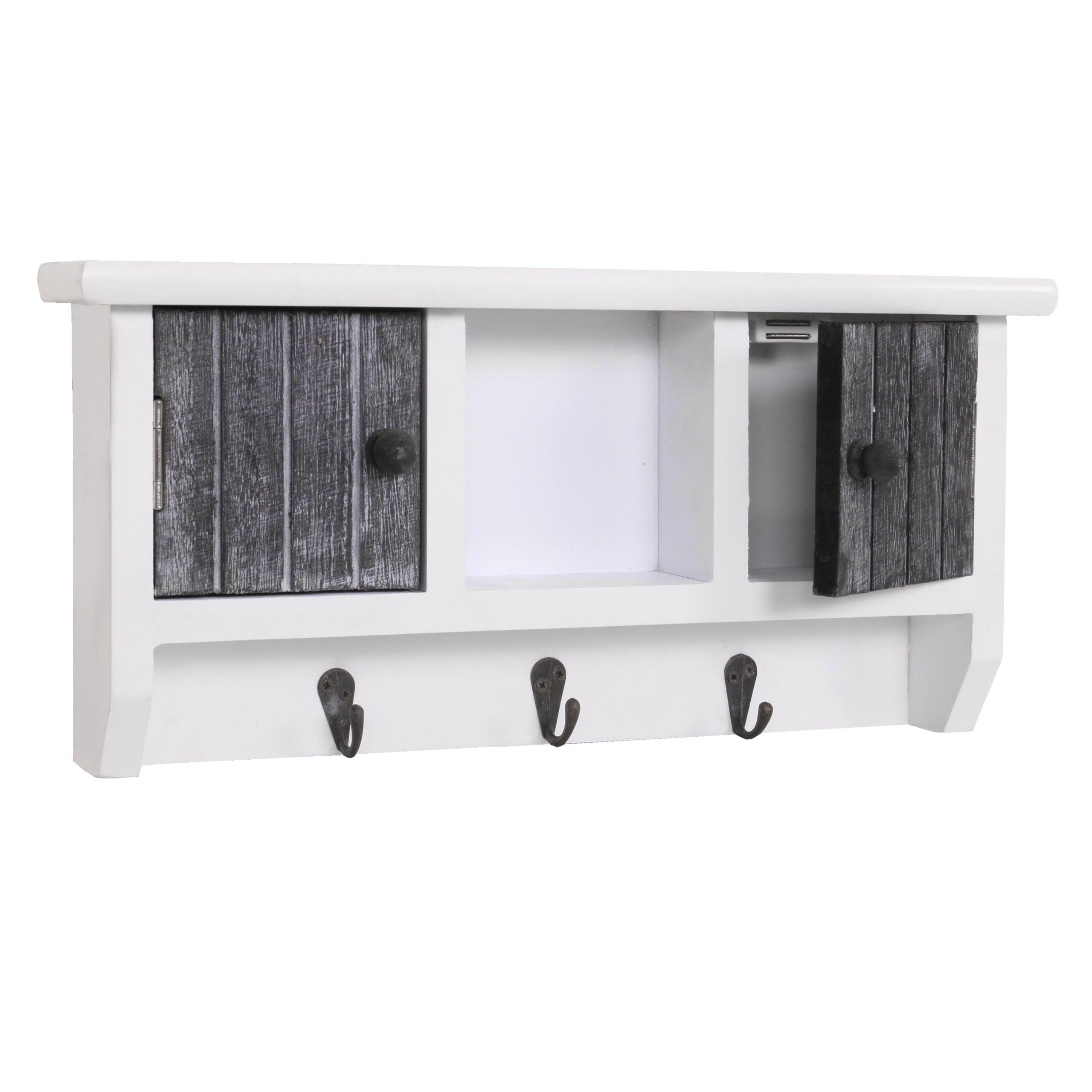 Klawiatura HWC-A48, skrzynka na klucze z drzwiczkami, lite drewno z certyfikatem MVG ~ shabby grey-white