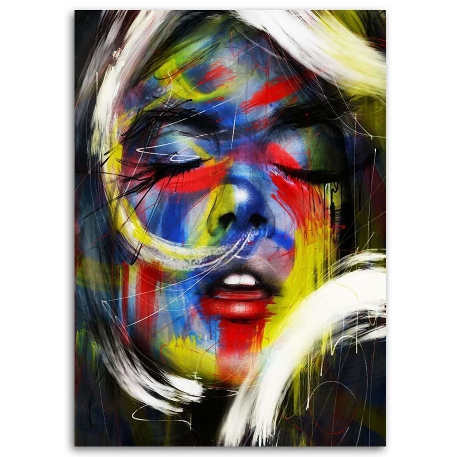 Tableau femme aux yeux fermés - 70 x 100 cm - 2