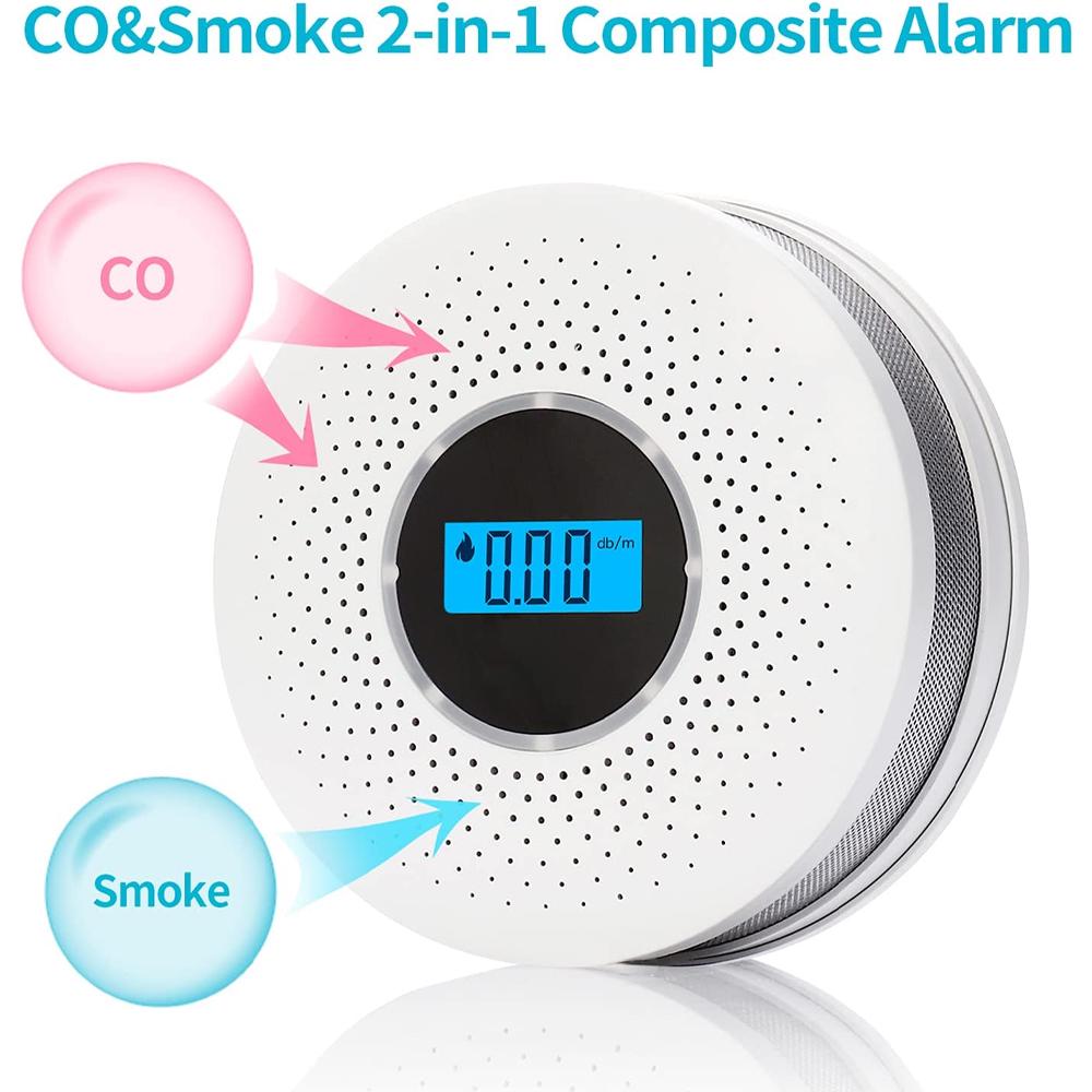 Alarme Maison Monoxyde Carbone Fumee, Affichage Numérique LCD Haute Précision, Détecteur de Fumée et de Monoxyde de Carbone 2 en 1 (Pile Non Incluse) - 2