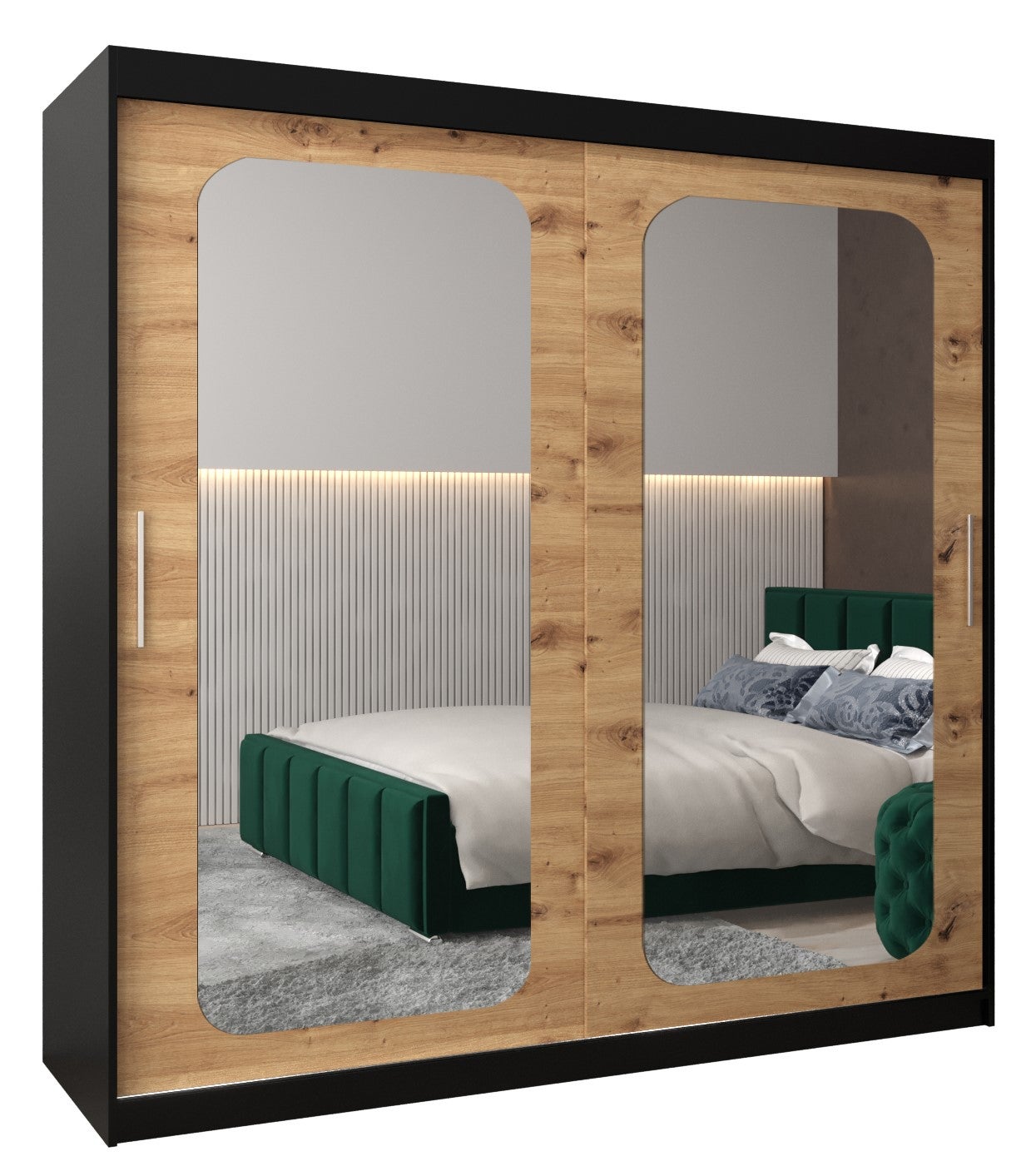 Szafa przesuwna garderoba PROMO T3 200 x 62 x 200 cm Czarny + Artisan - Abiks Meble