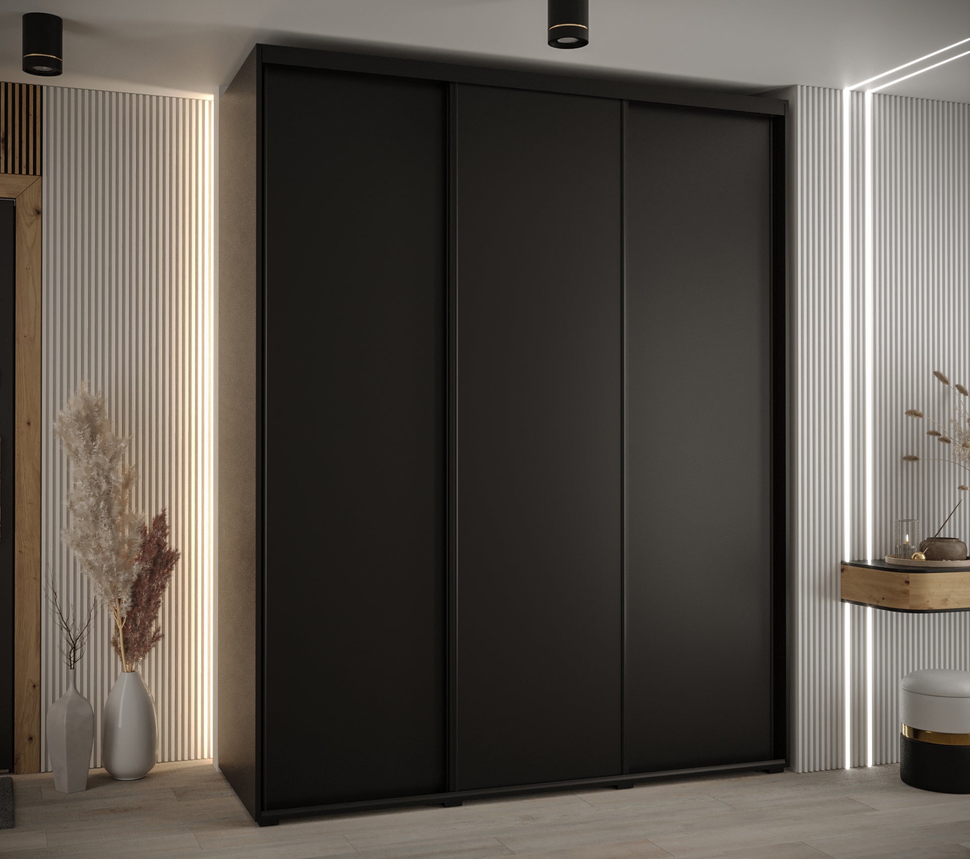 Szafa przesuwna wysoka Davos 1 200 x 45 x 235,2 cm czarny + czarny + u. czarny - Abiks Meble - 2